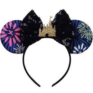 Castle Disney Mickey Mouse Ear Headband With Sequins Bow New